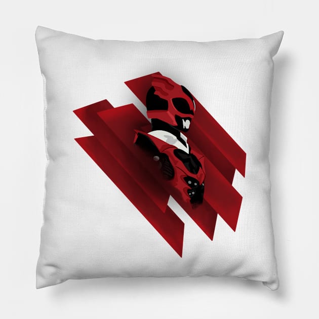 Red Psycho Ranger Pillow by Xanderdegreat