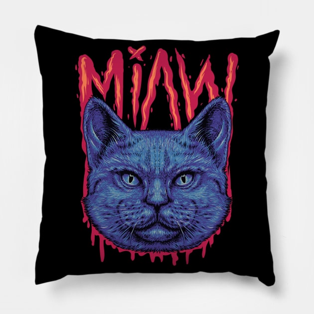 Miaw cat face Pillow by Mako Design 