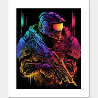 Master Chief Art Print Xbox Halo Room Decor Science Fiction Video