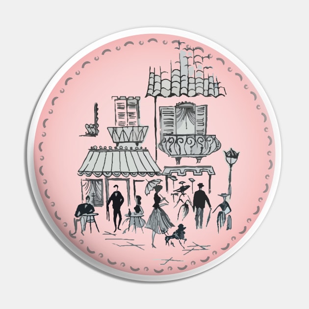 Pink Gay Paris Cafe Life Pin by moxilla