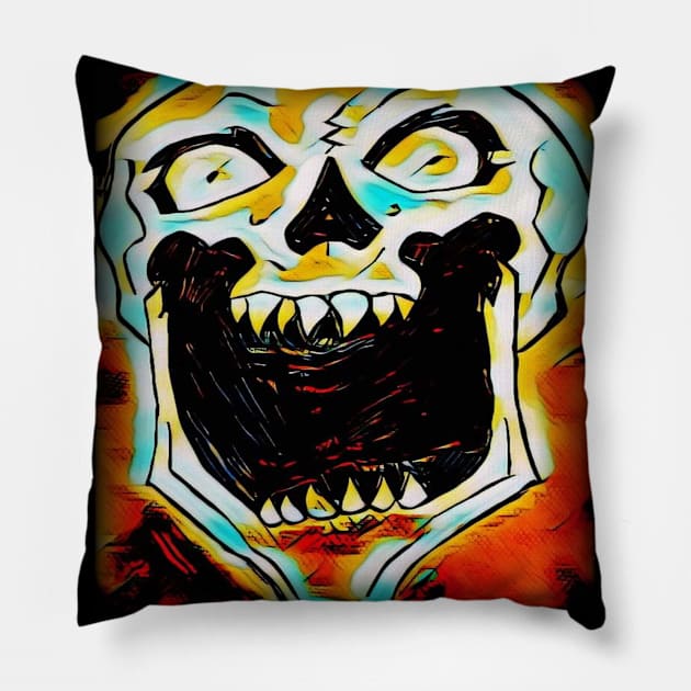 Screaming skull Pillow by Voiceless Art 