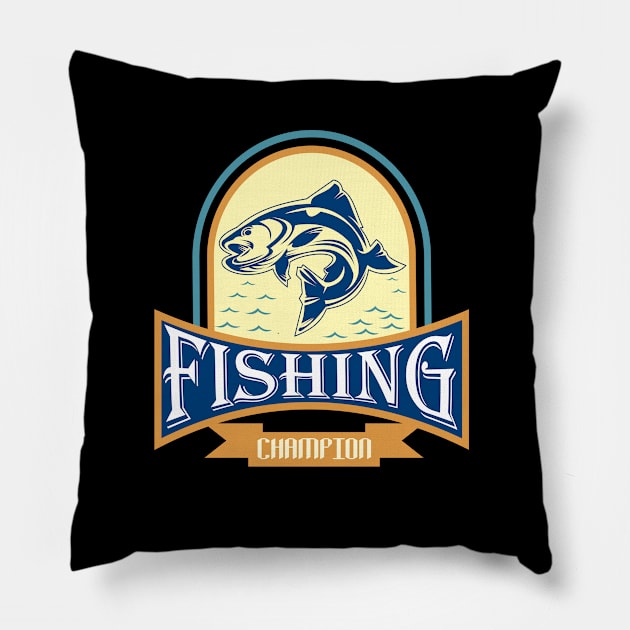 Fishing Champion Club Pillow by JeffDesign