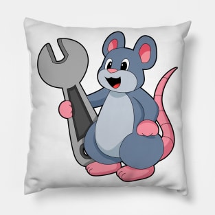 Rat as Mechanic with Wrench Pillow