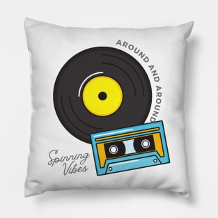 Summer vibes vintage vinyl and cassette Pillow