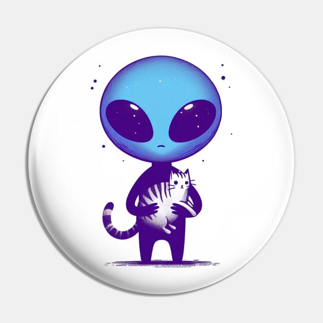 Alien holding cat funny Pin by Evgmerk