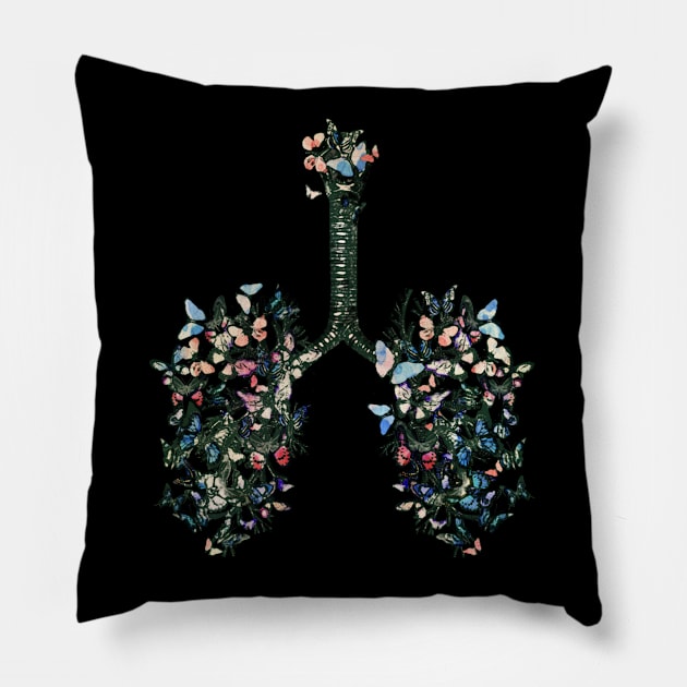 Lung Anatomy / Cancer Awareness 19 Pillow by Collagedream