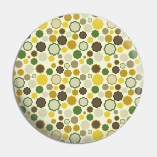 Groovy Floral Pattern Green Yellow Brown Pin