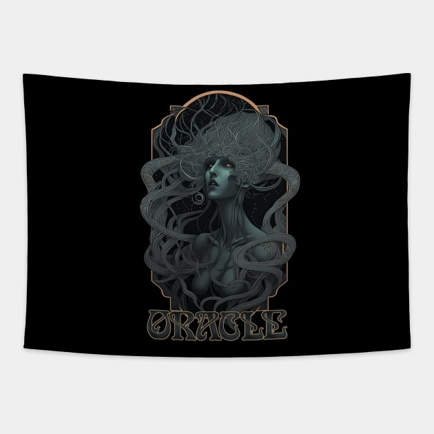 Oracle - Ancient Witch Priestess of Prophecy Art Nouveau Tapestry by AltrusianGrace