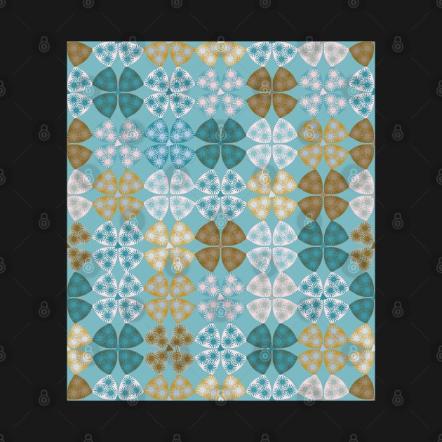 Turquoise and  Stylized Four Leaf Clover by FrancesPoff