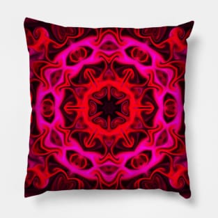 Psychedelic Kaleidoscope Red and Pink Pillow