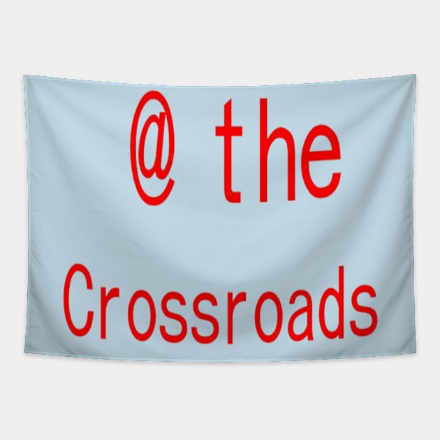 At the Crossroads illustration in Light Blue Background Tapestry by 2triadstore