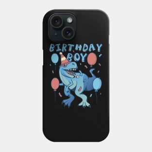 Cool Birthday Boy Dinosaur Partying Balloons Phone Case