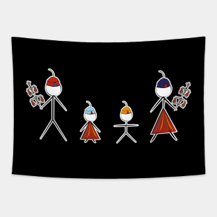 Madeira Island Stick Figure Family inspired by Folklore Tapestry