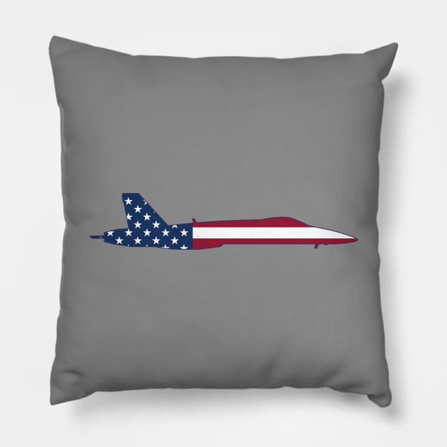 Patriotic F/A-18 Hornet Military Aircraft Silhouette Pillow by hobrath