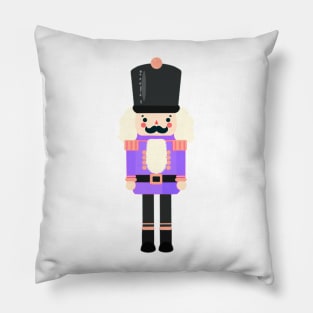 Purple and Black Christmas Nutcracker Toy Soldier Graphic Art Pillow