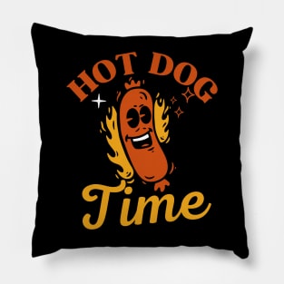 Hot Dog Time Retro Vintag Funny Hot Dog Saying Pillow