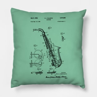 Saxophone Patent Drawing 1949 Pillow