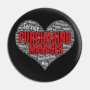 Purchasing manager Heart Shape Word Cloud Design print Pin