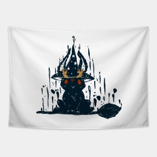 Witch bunny cute and spooky halloween 2022 decoration ink drawing Tapestry