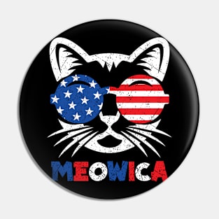 American Flag Meowica Cat 4th of July Pin