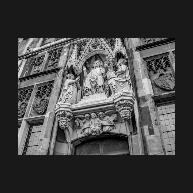 Ornate religious statues on a church in Aachen, Germany by yackers1