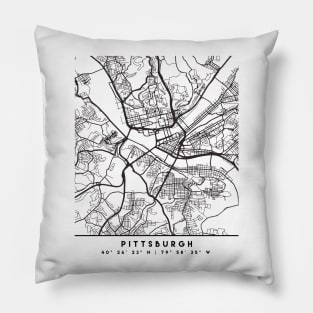 PITTSBURGH PENNSYLVANIA BLACK CITY STREET MAP ART Pillow