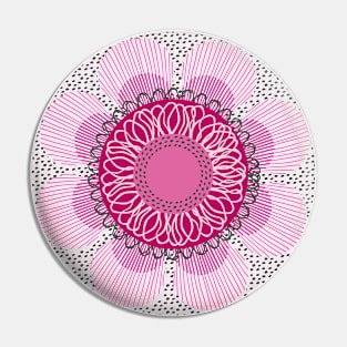 Cute pink flower over black dots background Pin