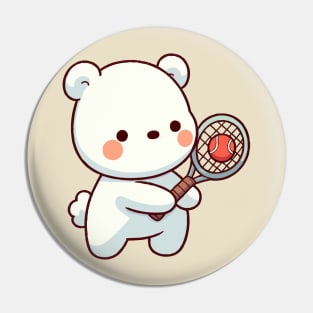 cute polar bear as a tennis player Pin