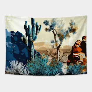 Blue and Gold Desert Scenery Tapestry