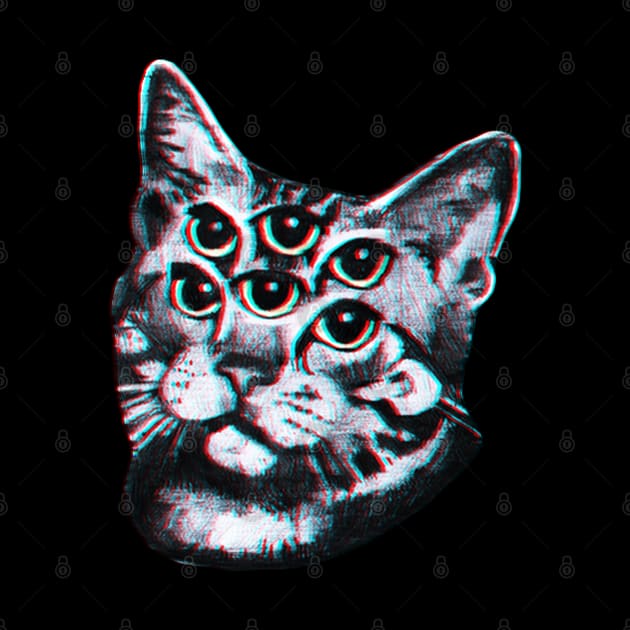 Psychedelic Cat (3D vintage effect) by TheDoggoShop