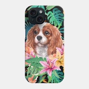 Tropical Blenheim Cavalier King Charles Spaniel Puppy Phone Case