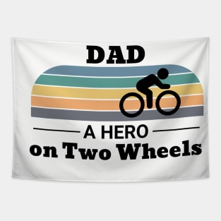 DAD a Hero on Two Wheels Bicycle and Sunset Tapestry