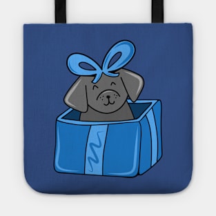 Cute Holiday Dog in a Giftbox Present, made by EndlessEmporium Tote