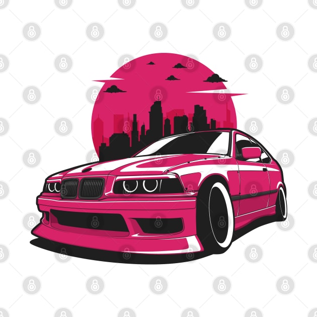 Pink E36 Compact Drift City Skyline by KaroCars