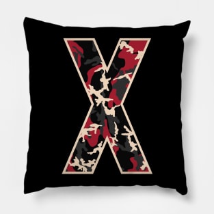 Initial Capital Letter X Camo Alphabet Gift Women Men Boys Girls Pillow