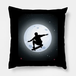 Skateboard Funny Trick Design Moon Stars Pillow