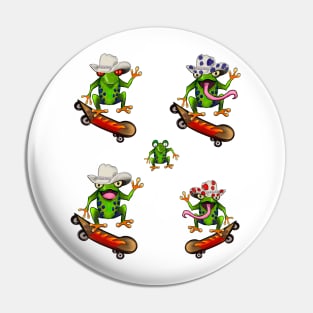 Frog 5 pack Kawaii Froggy Skateboarding Cute Frog in Texas cowboy hat Funny toad toads amphibian tadpole Green Red eyed tree frogs rain forest Lizard dragon zoology gift frog Pin