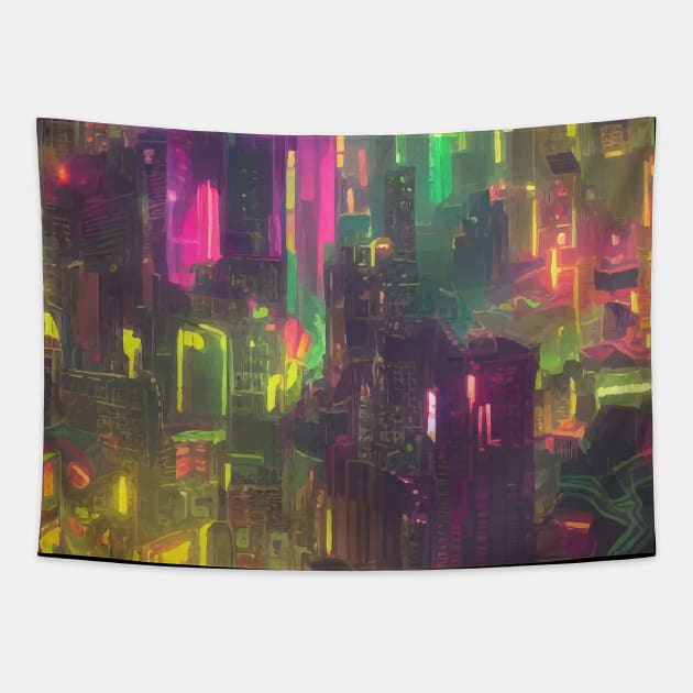 Japan Neon City Lights Tapestry by star trek fanart and more