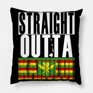 Straight Outta Kahului, Maui Hawai'i Kanaka Maoli Flag by Hawaii Nei All Day Pillow