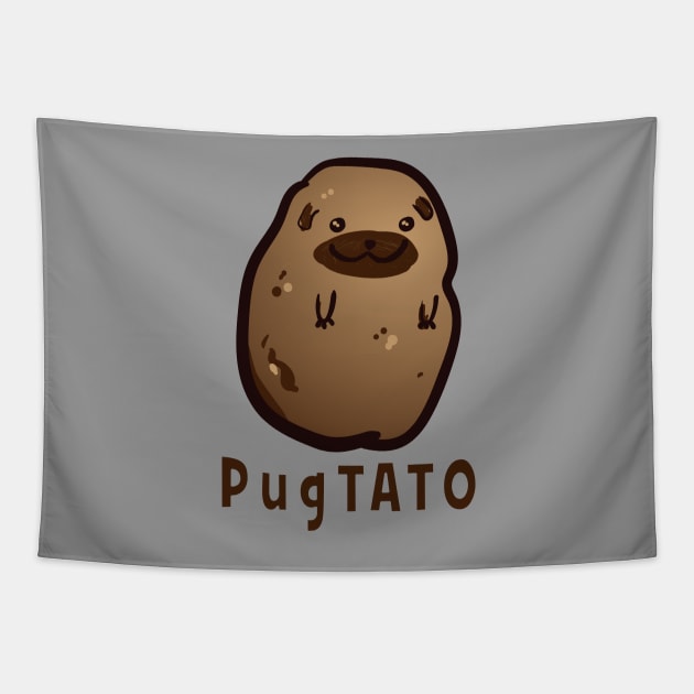 Pugtato Pug Potato Pun Shirt Tapestry by teepartee