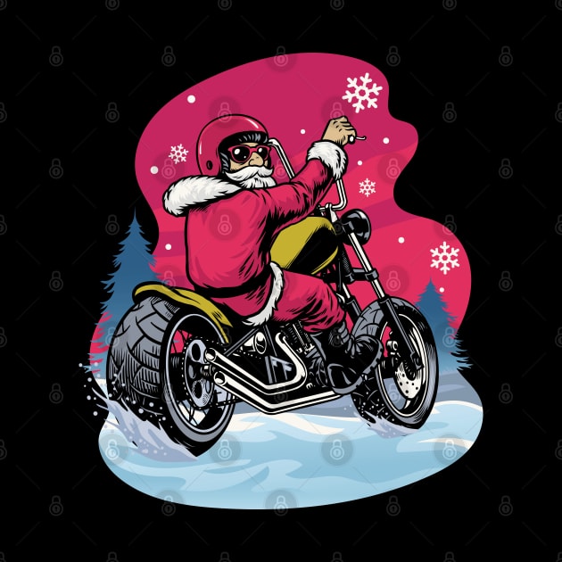 Motorcycle Santa Claus Biker Christmas Gift T-Shirt by obodo