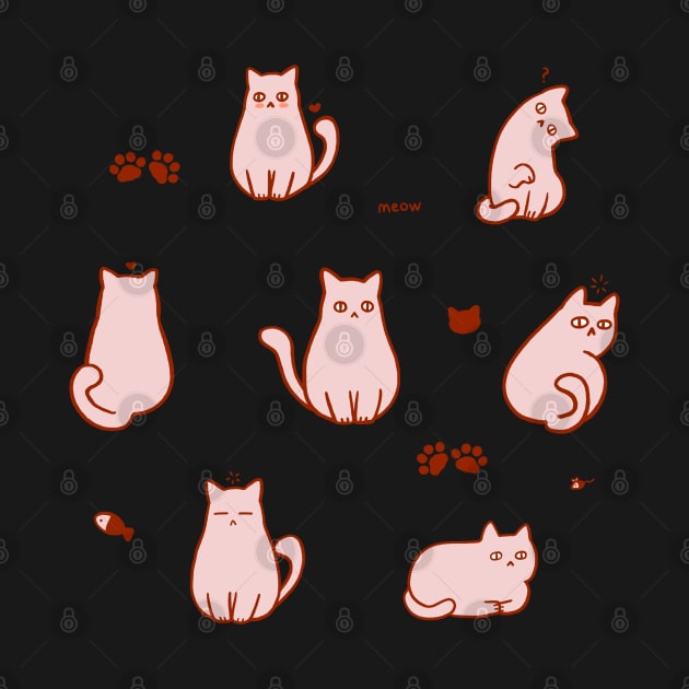 7 Pink Meow Stickers by Sunnie Meowtlu by SunnieDu
