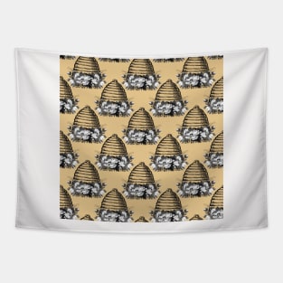 Bee Mask Floral Beehive Beekeper Tapestry