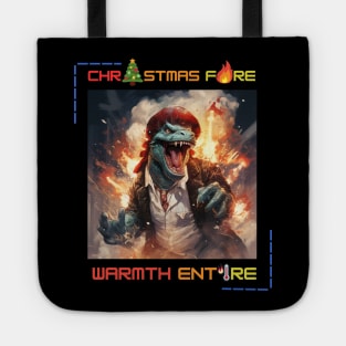 Godzilla Christmas fire warmth entire Tote