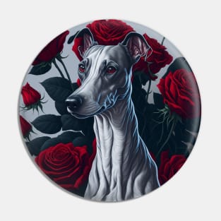 Whippet red roses 2 Pin