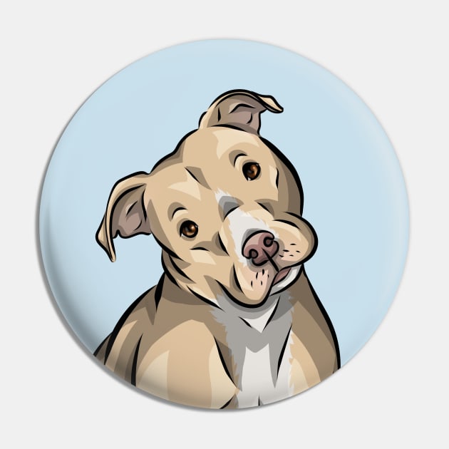 Cute American Pit Bull Terrier | Fawn Pin by Shirin Illustration