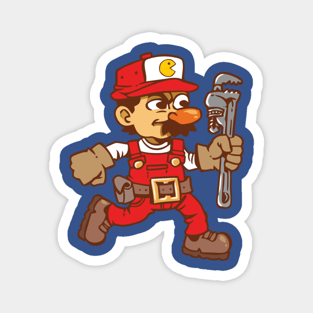 Retro Cartoon Plumber Magnet by dposhirts