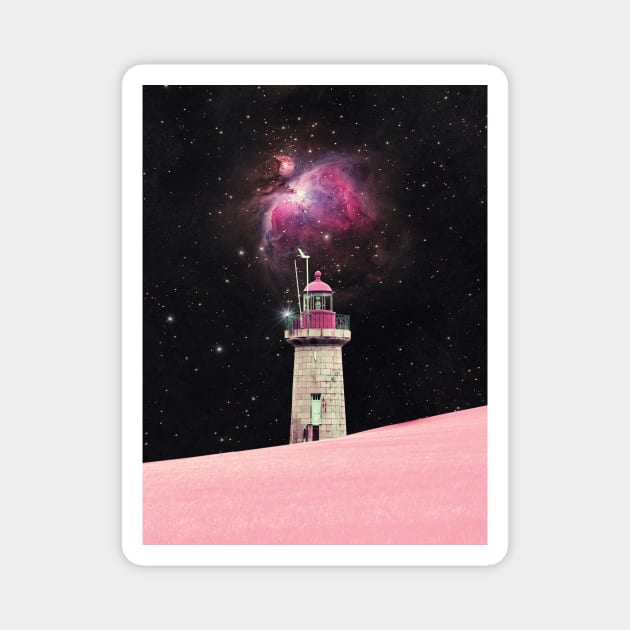 There's Always a Lighthouse  - Space Aesthetic, Retro Futurism, Sci Fi Magnet by jessgaspar