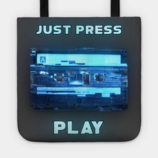 Just Press Play Glitched Retro Cassette Tote