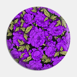 Purple Peonies with Gold Leaves Pin